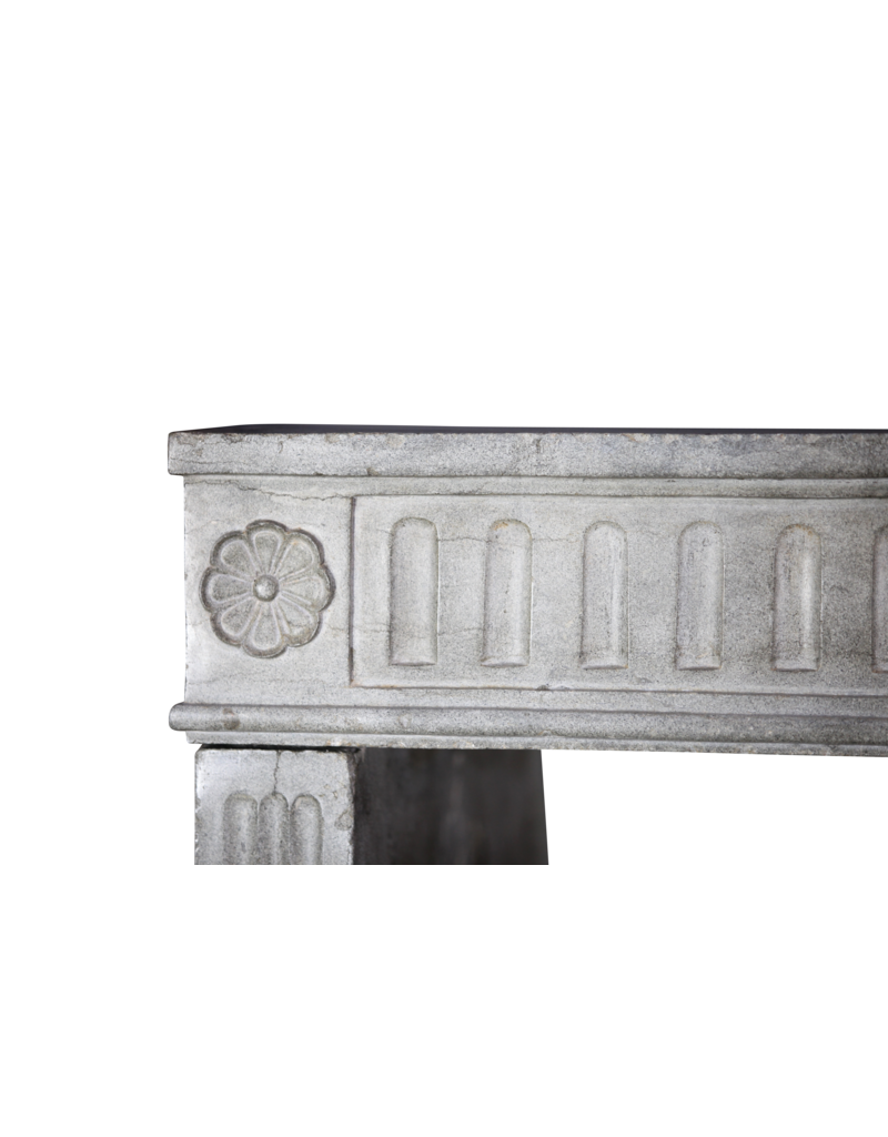 18Th Century Fine French Fireplace In Hard Bleu Stone
