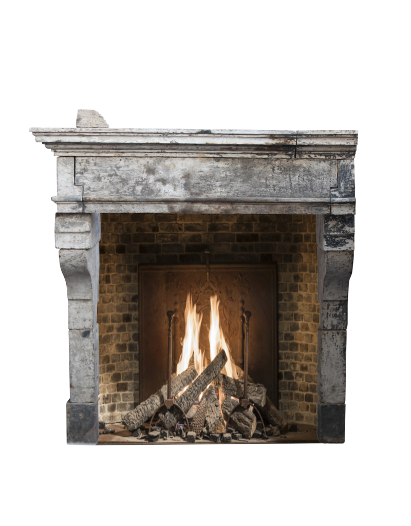 French Rustic Louis Xiii Period Limestone Fireplace Surround