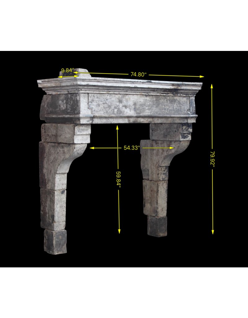 Francés Louis Xiii Período Rústica De Piedra Caliza Chimenea Surround