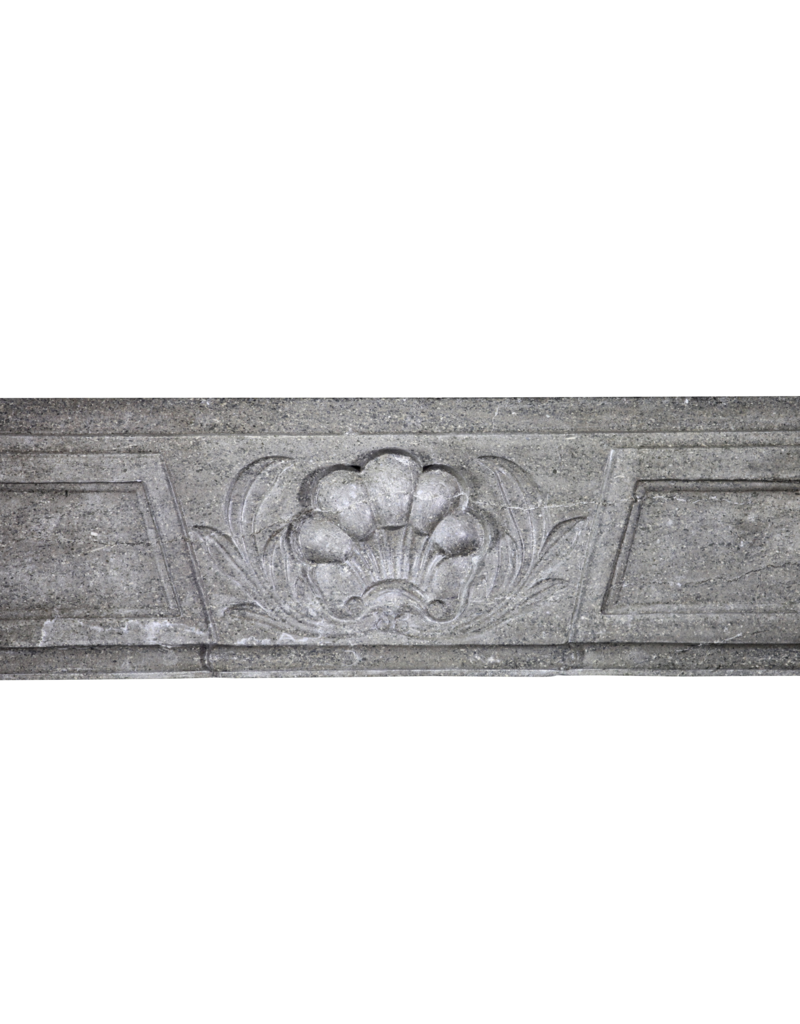 18Th Century French Fireplace In Hard Limestone