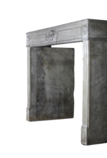 18Th Century French Fireplace In Hard Limestone