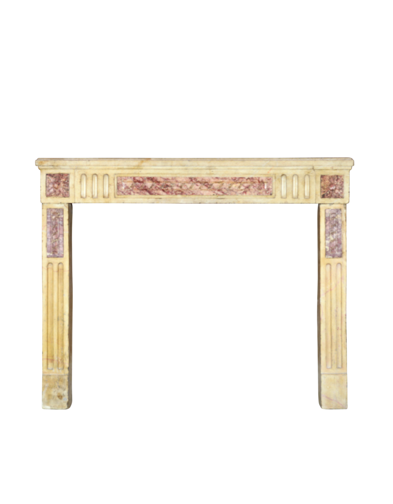 Classic French Bicolor Limestone And Marble Fireplace Surround