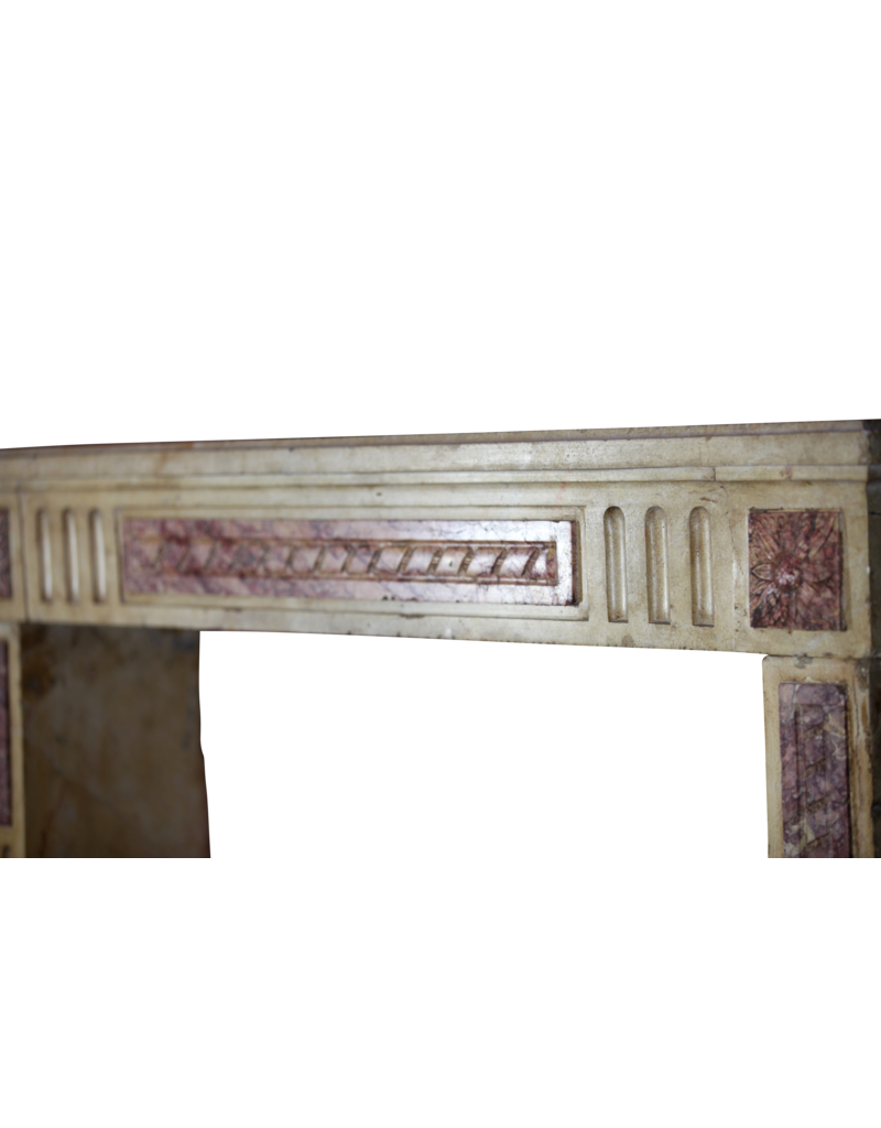 Classic French Bicolor Limestone And Marble Fireplace Surround