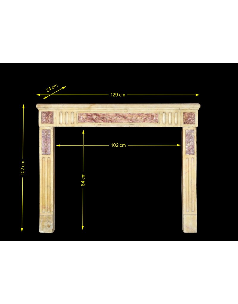 Classic French Bicolor Limestone And Marble Fireplace Surround