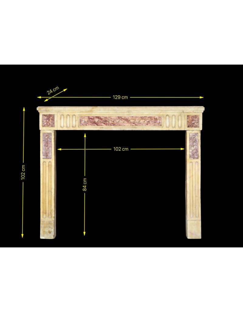 Maison Leon Van den Bogaert Klassische französische Kaminverkleidung aus zweifarbigem Kalkstein und Marmor