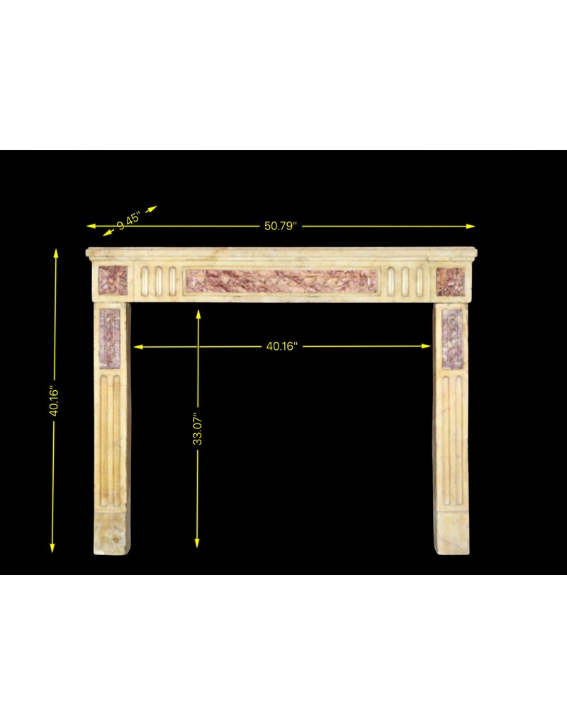 Classic French Bicolor Limestone And Marble Fireplace Surround