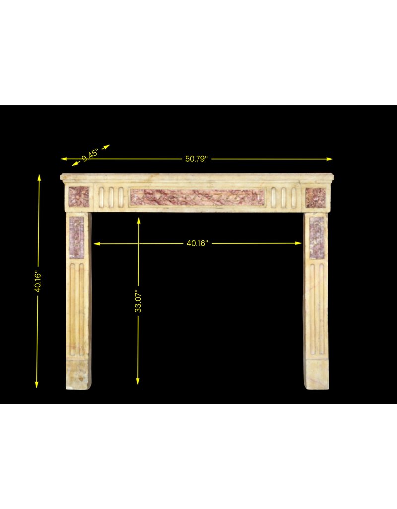 Maison Leon Van den Bogaert Klassische französische Kaminverkleidung aus zweifarbigem Kalkstein und Marmor