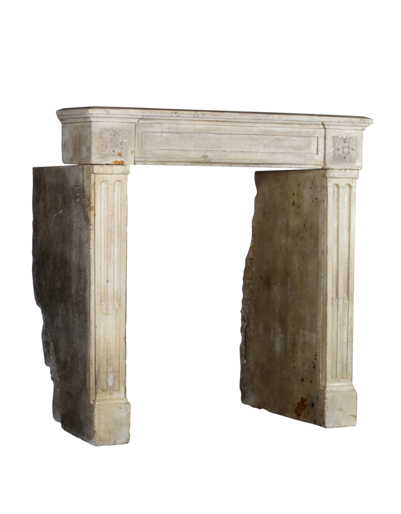 Small French Country Limestone Fireplace Surround