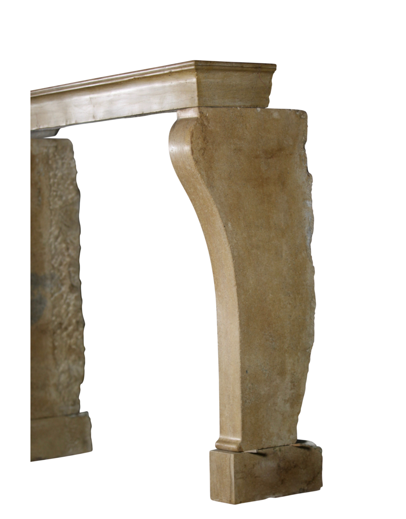 High French Country Mantle In Limestone