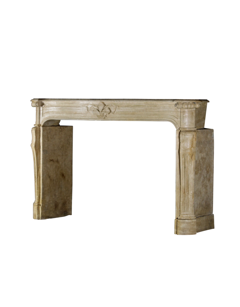 Maison Leon Van den Bogaert Große französische Vintage-Kaminumrandung aus Kalkstein im Landhausstil