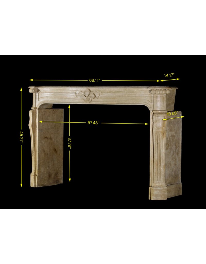 Grand French Country Vintage Limestone Fireplace Surround