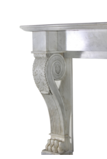 Unusual 19Th Century Elements Fireplace Mantle In White Marble