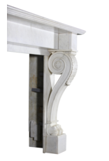 Unusual 19Th Century Elements Fireplace Mantle In White Marble