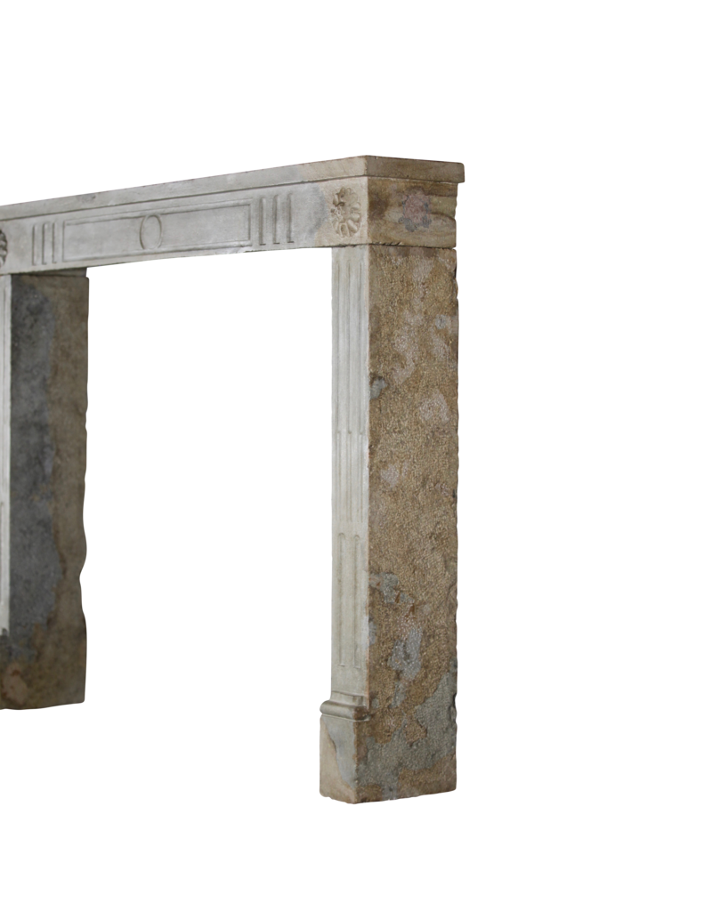 French Country Bicolor Limestone Antique Fireplace Surround