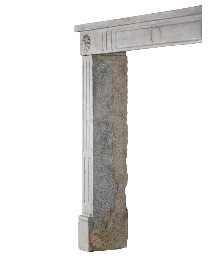 French Country Bicolor Limestone Antique Fireplace Surround