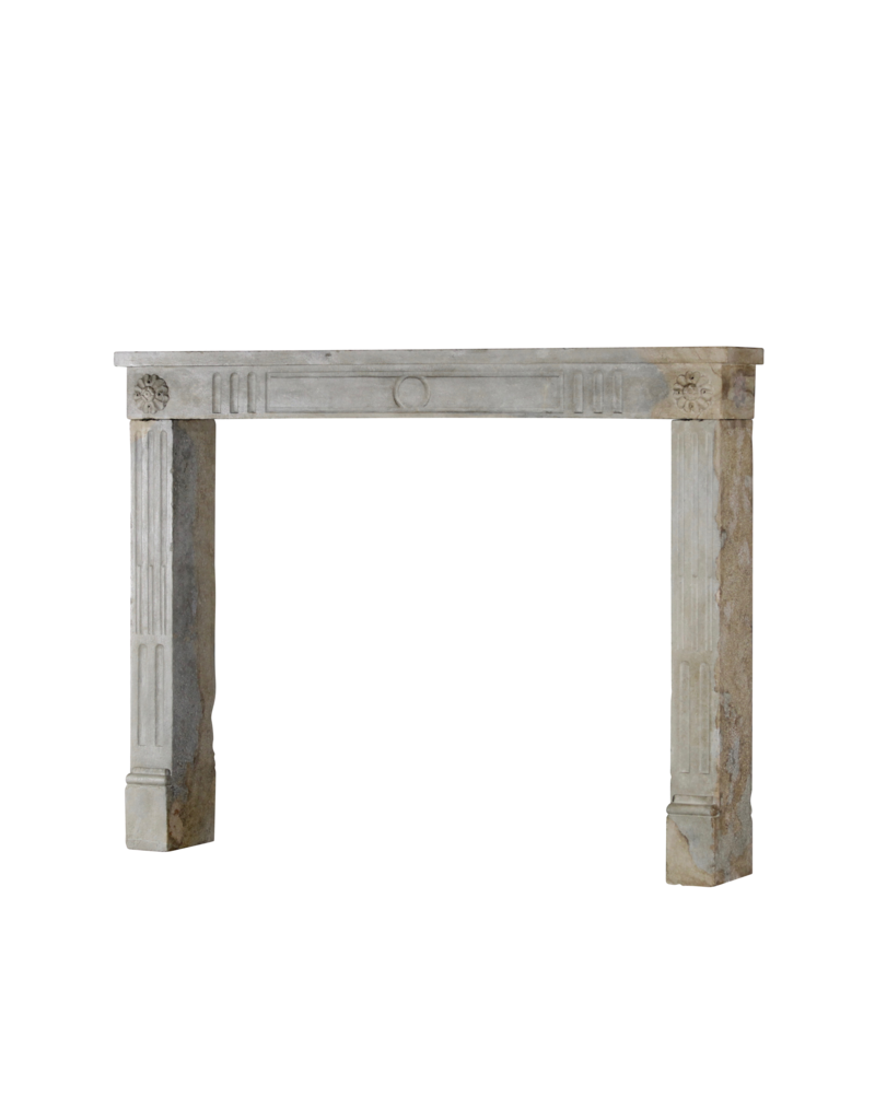 French Country Bicolor Limestone Antique Fireplace Surround