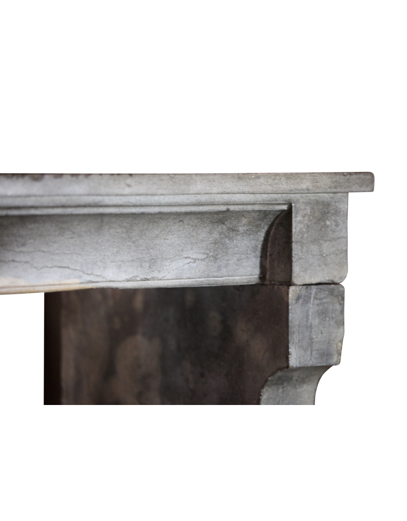 Wide Vintage French Bicolor Stone Fireplace Surround