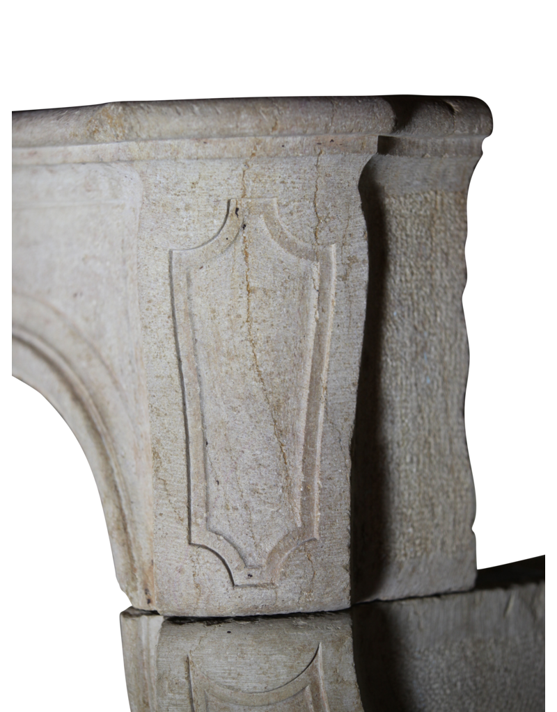 Classic French Bicolor Limestone Fireplace Surround