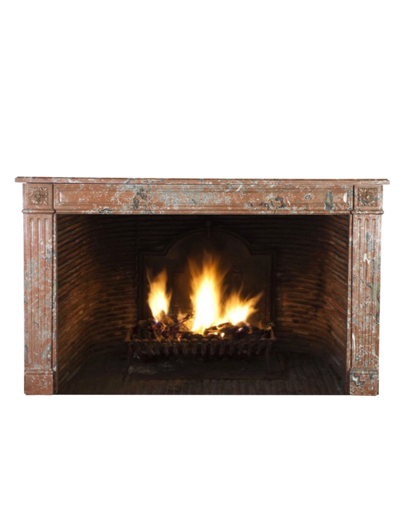 Extra Wide Brown Belgian Marble Vintage Fireplace Surround