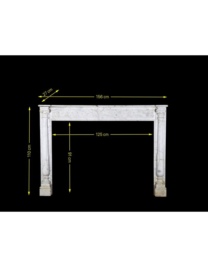 Fine Classic French Carrara Marble Fireplace Surround