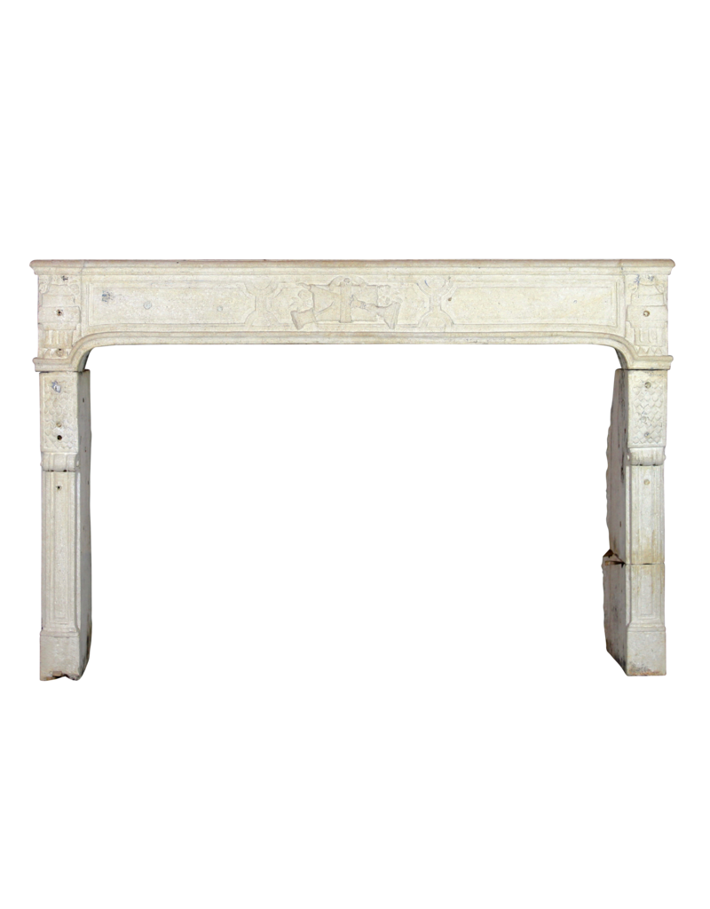 French Limestone Directoire Style Fireplace Surround