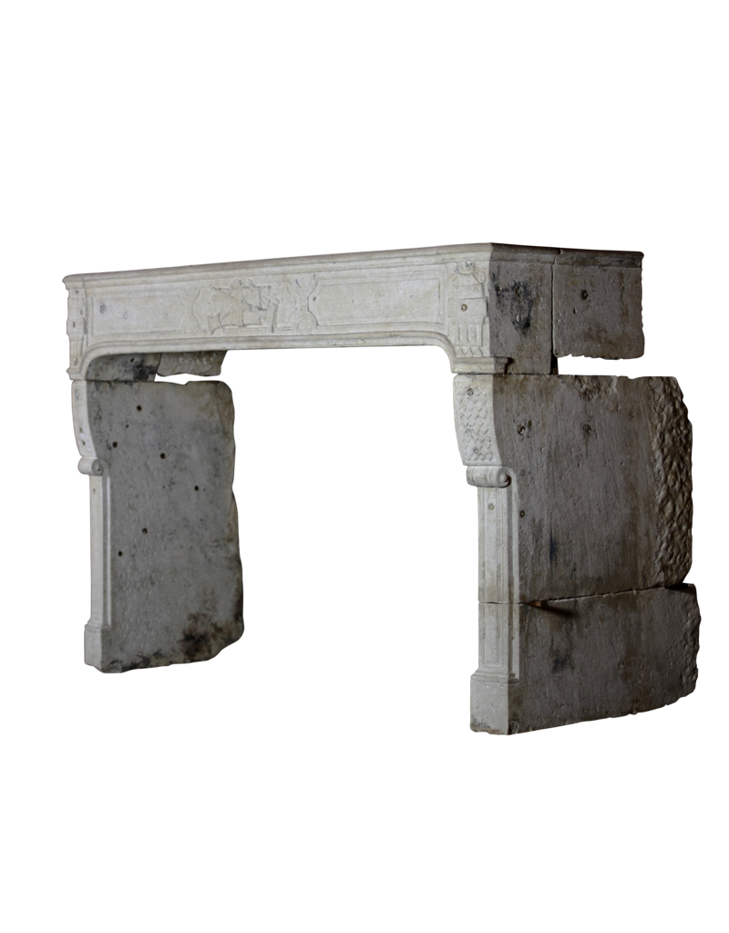 French Limestone Directoire Style Fireplace Surround