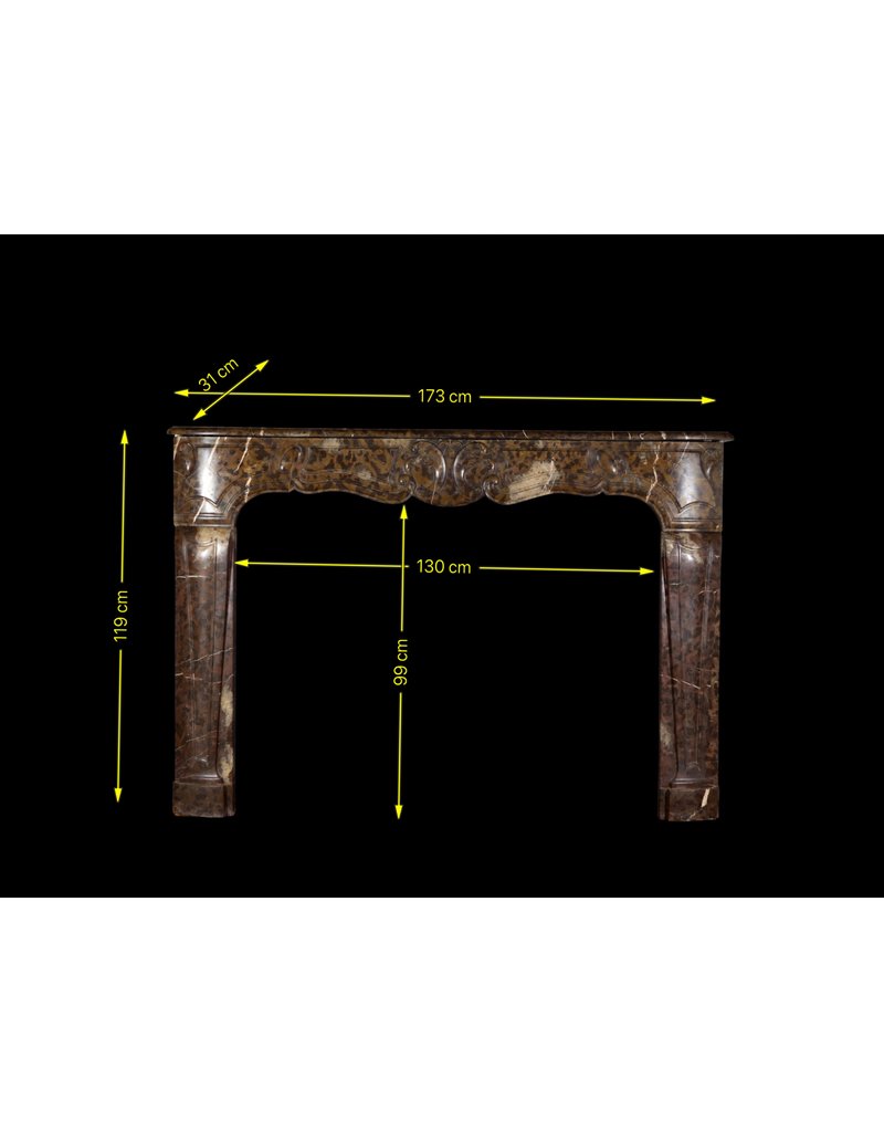 18e-Eeuwse Fijne Bruin Marmer Schouw
