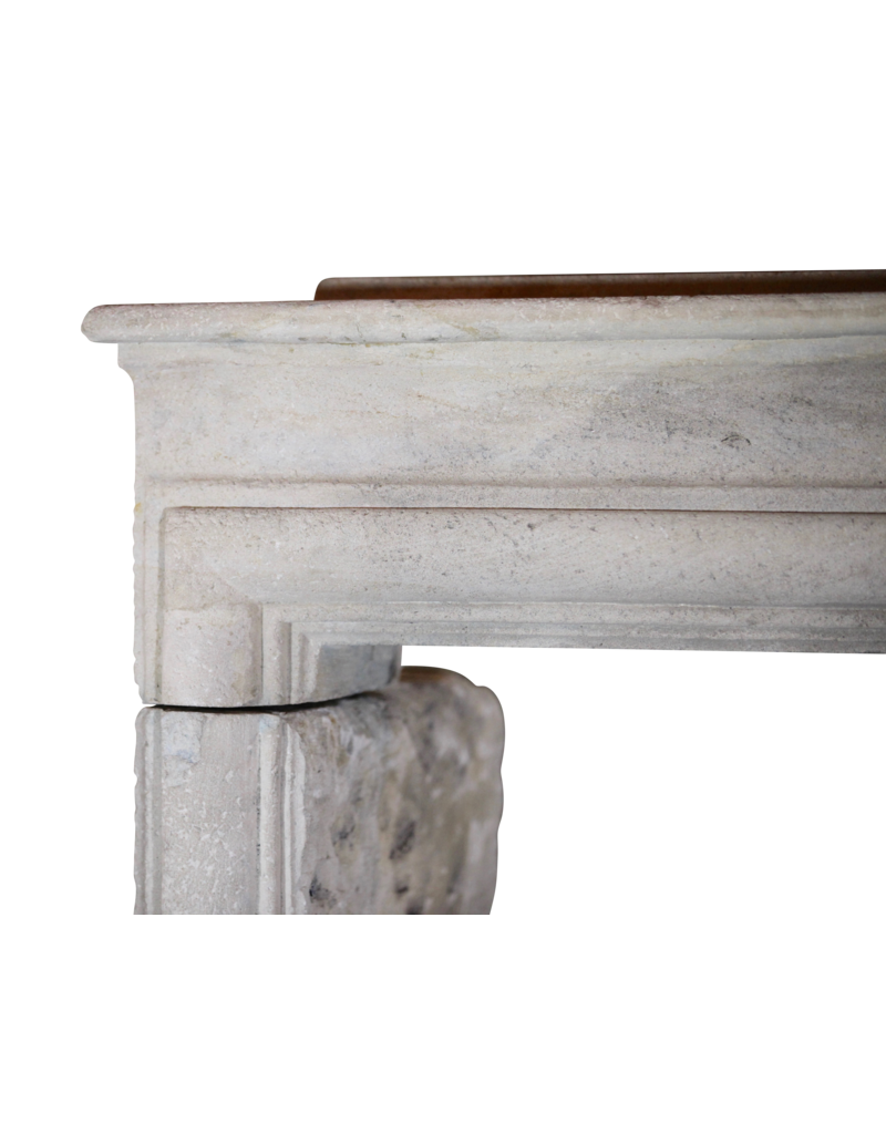 French Country Style Limestone Vintage Fireplace Surround