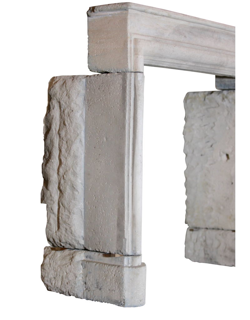 French Country Style Limestone Vintage Fireplace Surround