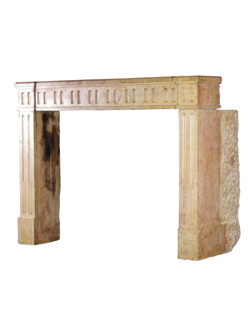 Classic French Bicolor Limestone Fireplace Surround