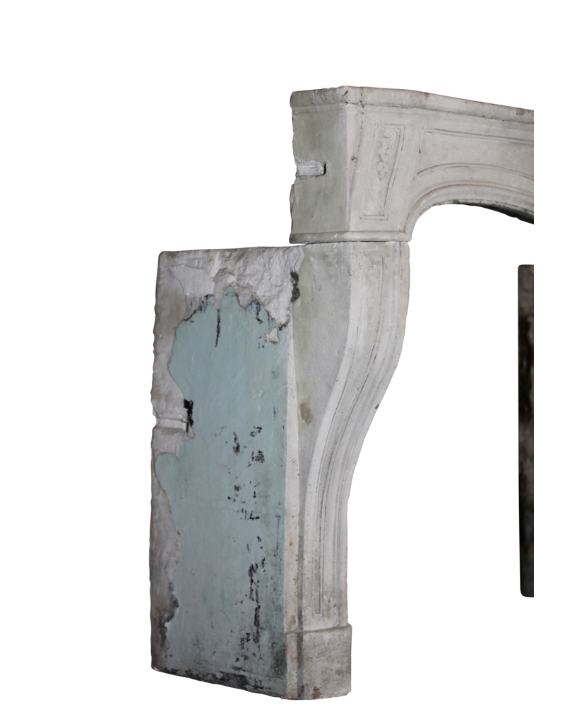 French 18Th Century Period Limestone Fireplace Surround