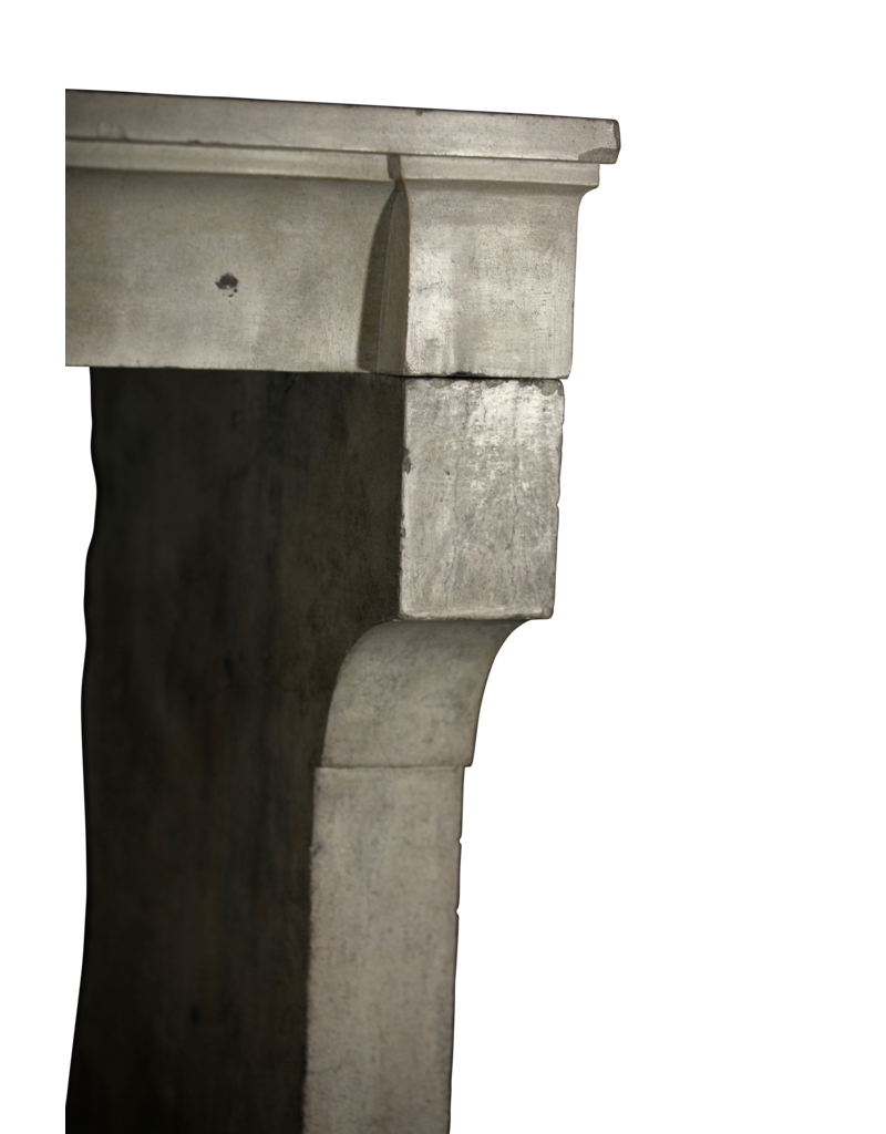 Wide French Vintage Limestone Fireplace Surround