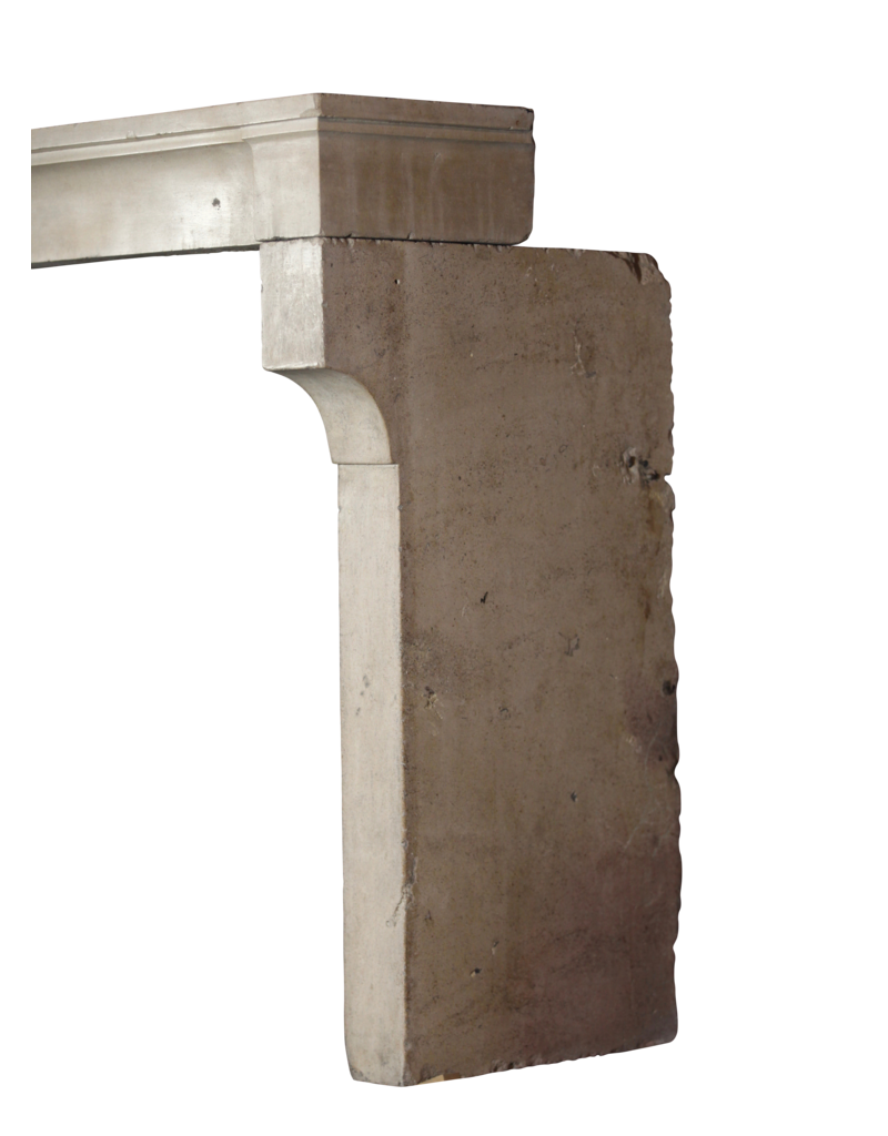 Wide French Vintage Limestone Fireplace Surround