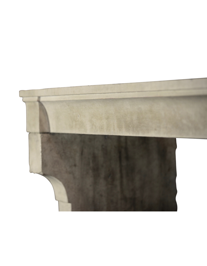 Wide French Vintage Limestone Fireplace Surround