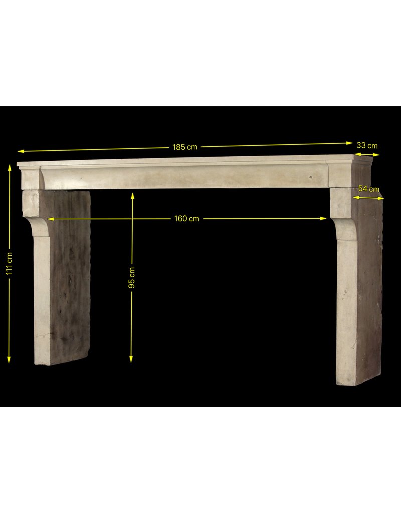 Wide French Vintage Limestone Fireplace Surround