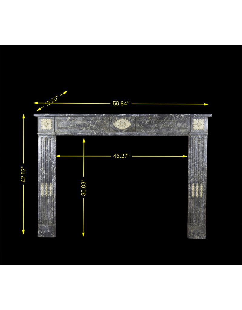 Siglo 18 Gris St-Anne Mármol De Epoca Chimenea