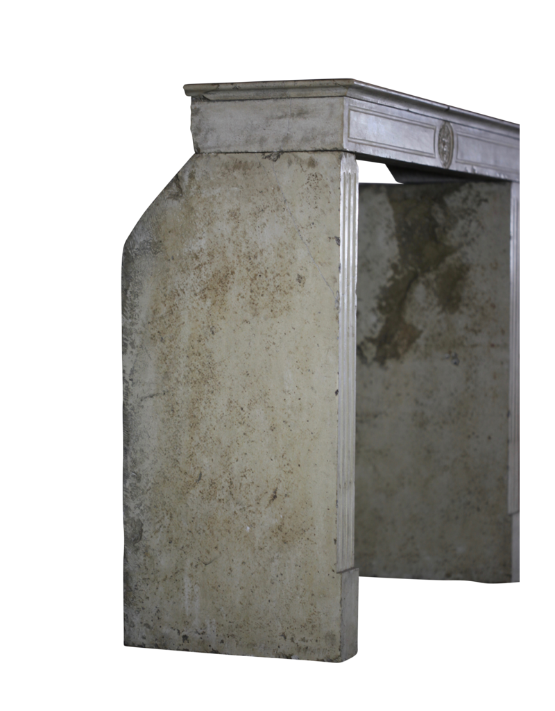 French Limestone Elegant Fireplace Mantle