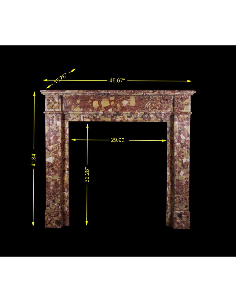 Siglo 19 Francés Chimenea De La Vendimia En Brêche Mármol