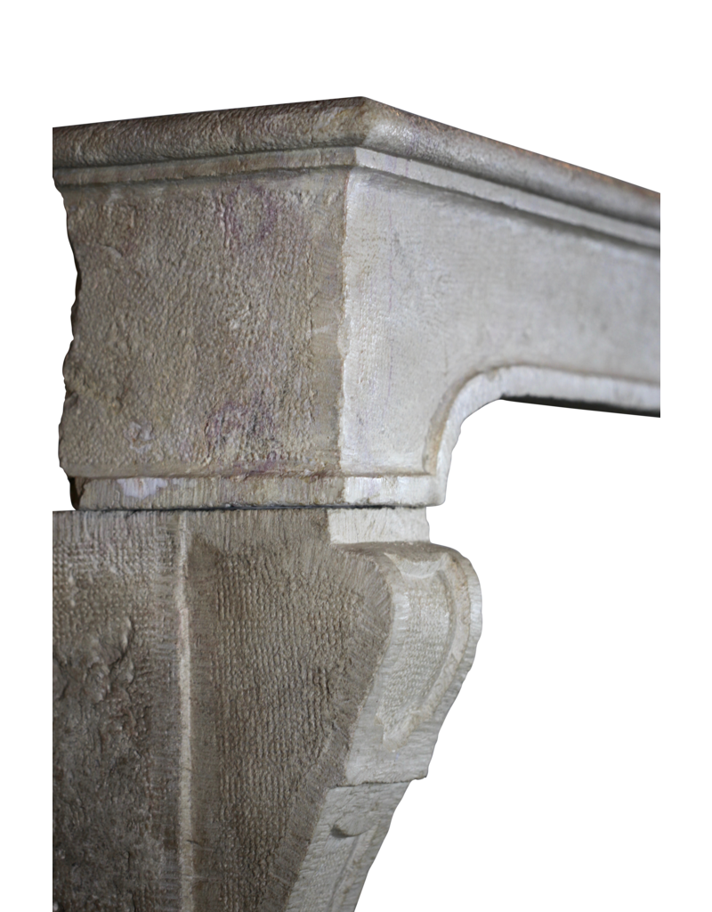 Wide French Classic Country Limestone Fireplace Surround