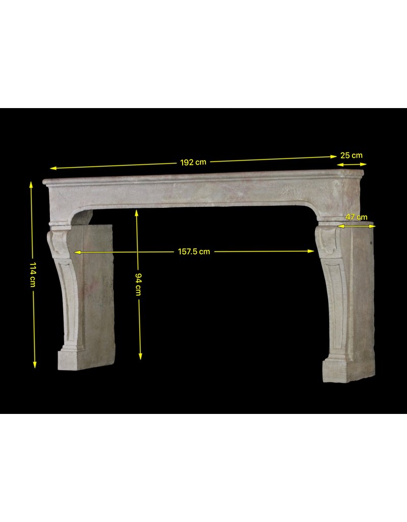 Wide French Classic Country Limestone Fireplace Surround