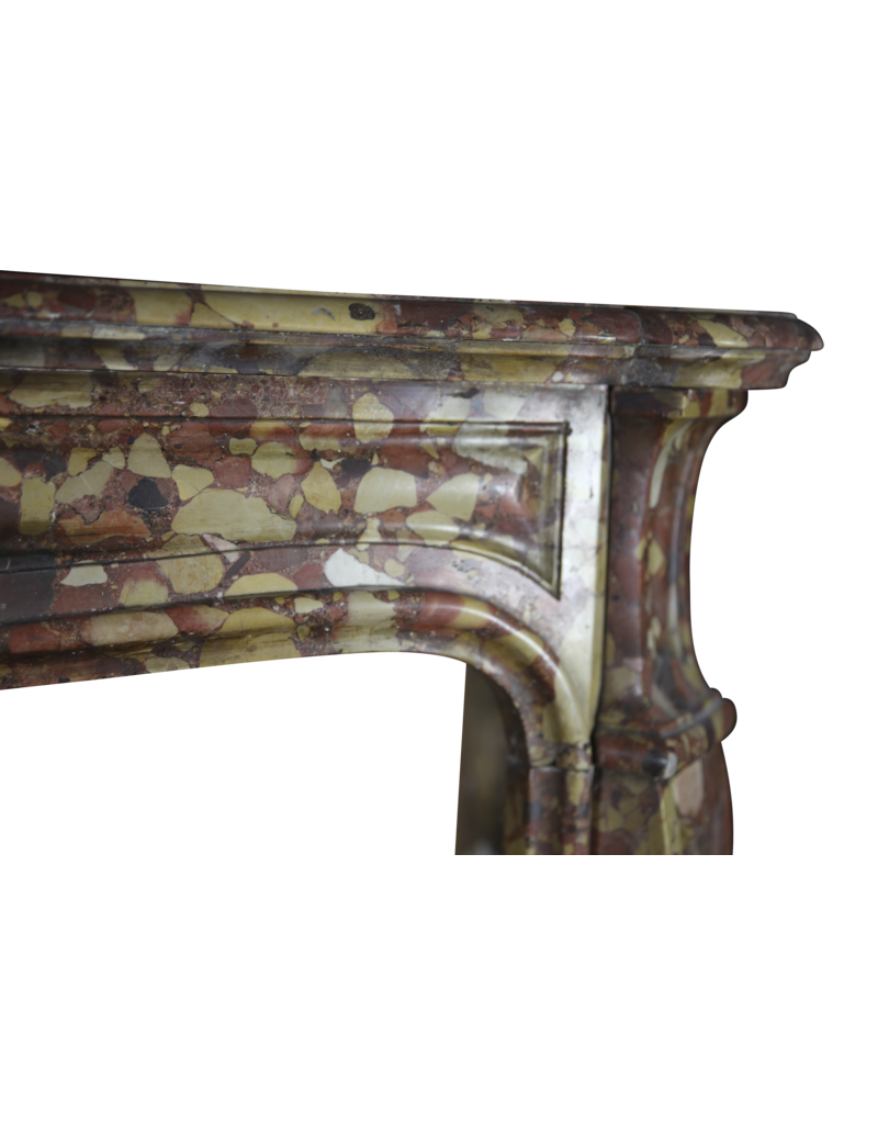 French Brêche Marble Vintage Fireplace Surround