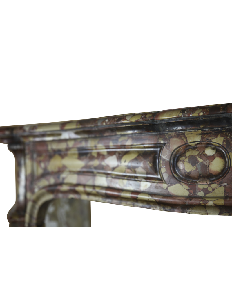 French Brêche Marble Vintage Fireplace Surround