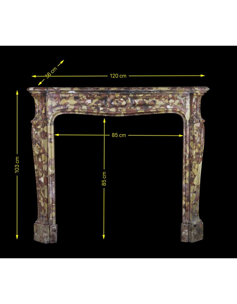 French Brêche Marble Vintage Fireplace Surround