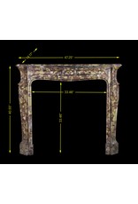 French Brêche Marble Vintage Fireplace Surround