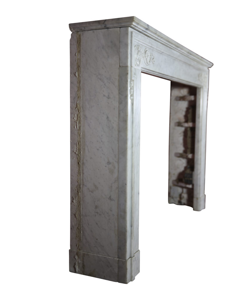 18Th Century Fine French Fireplace In Carrara Marble