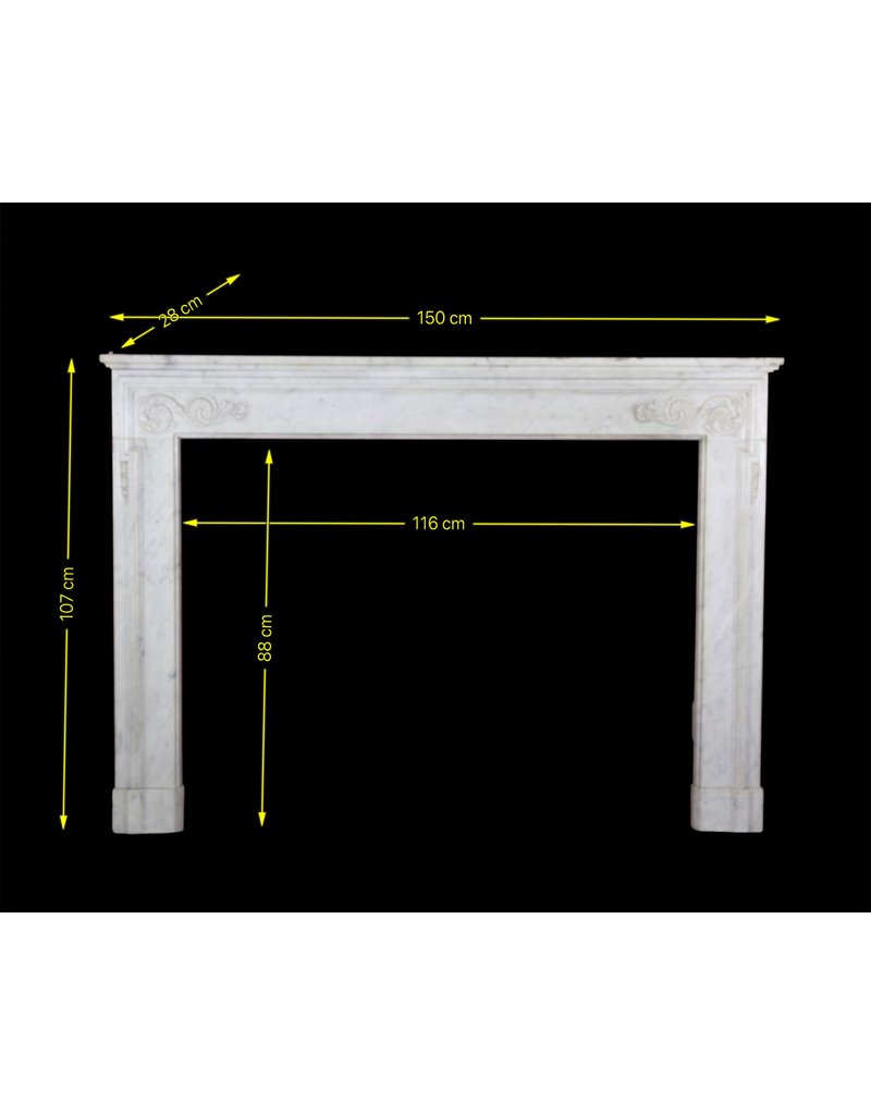 18Th Century Fine French Fireplace In Carrara Marble