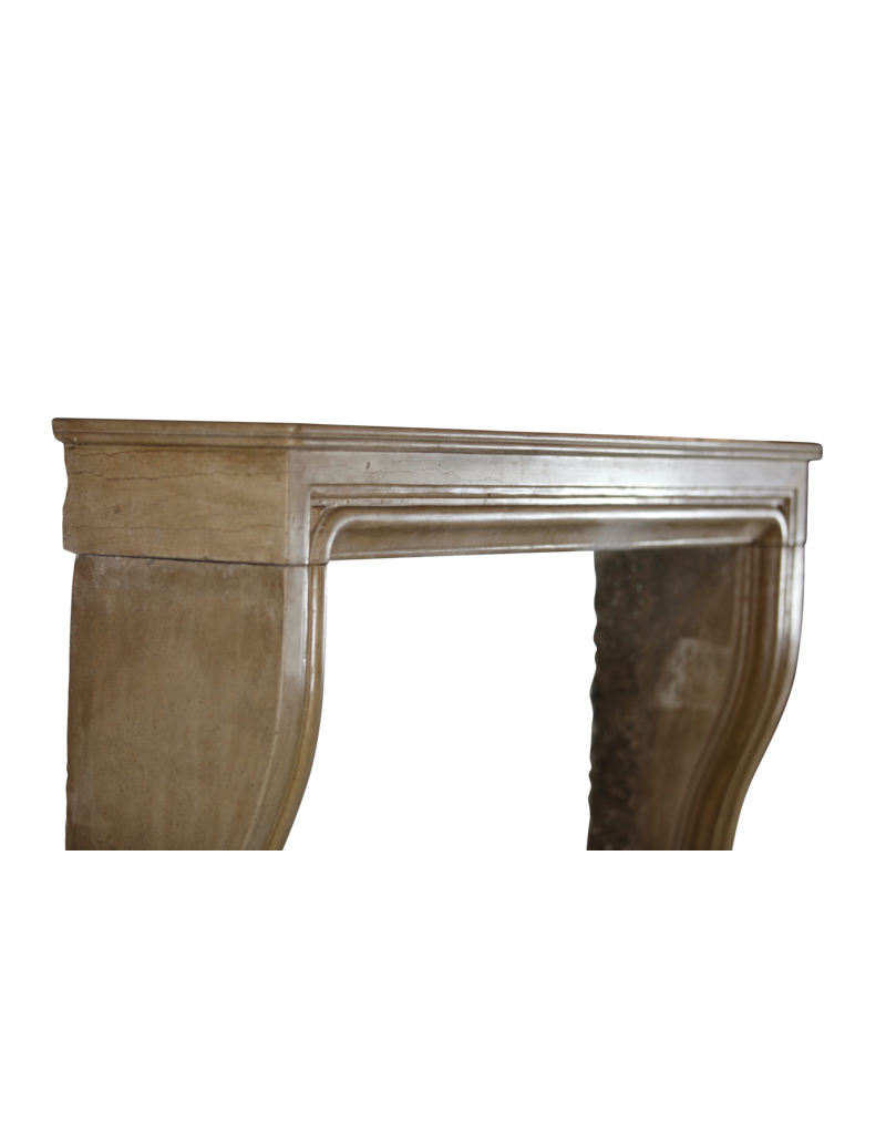 Small Elegant Vintage French Stone Fireplace Surround