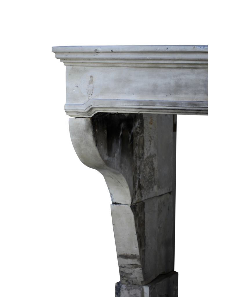Vintage French Campagnard Limestone Fireplace Mantle