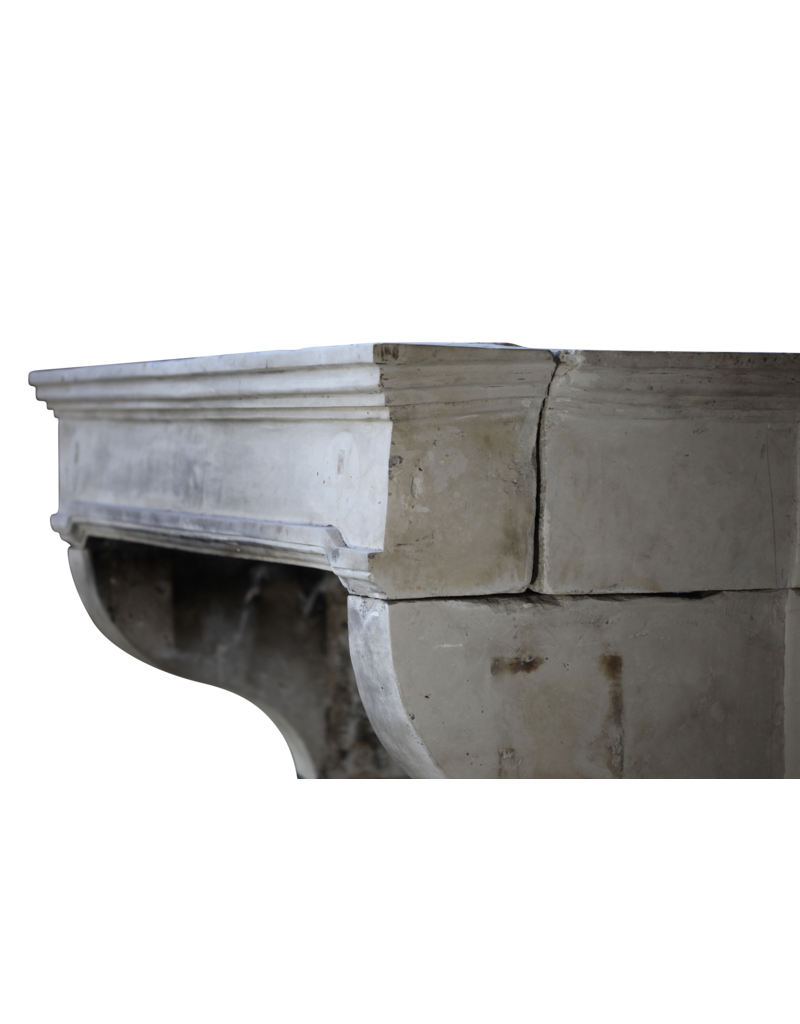 Vintage French Campagnard Limestone Fireplace Mantle