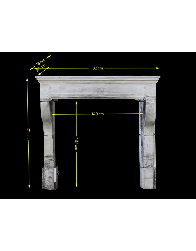 Vintage French Campagnard Limestone Fireplace Mantle